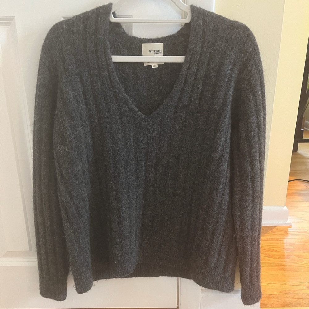 Charcoal V-Neck Sweater︱Wilfred Free
